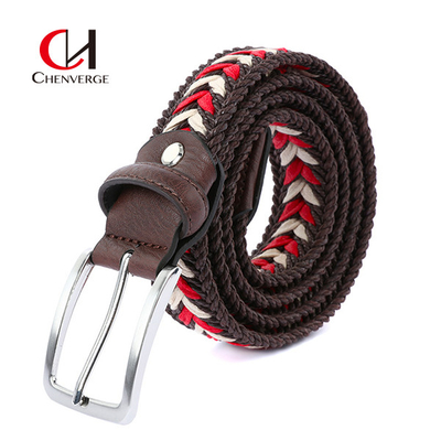 Wax Rope Braided Men'S Belt Perforation Free Breathable Casual Denim Belt